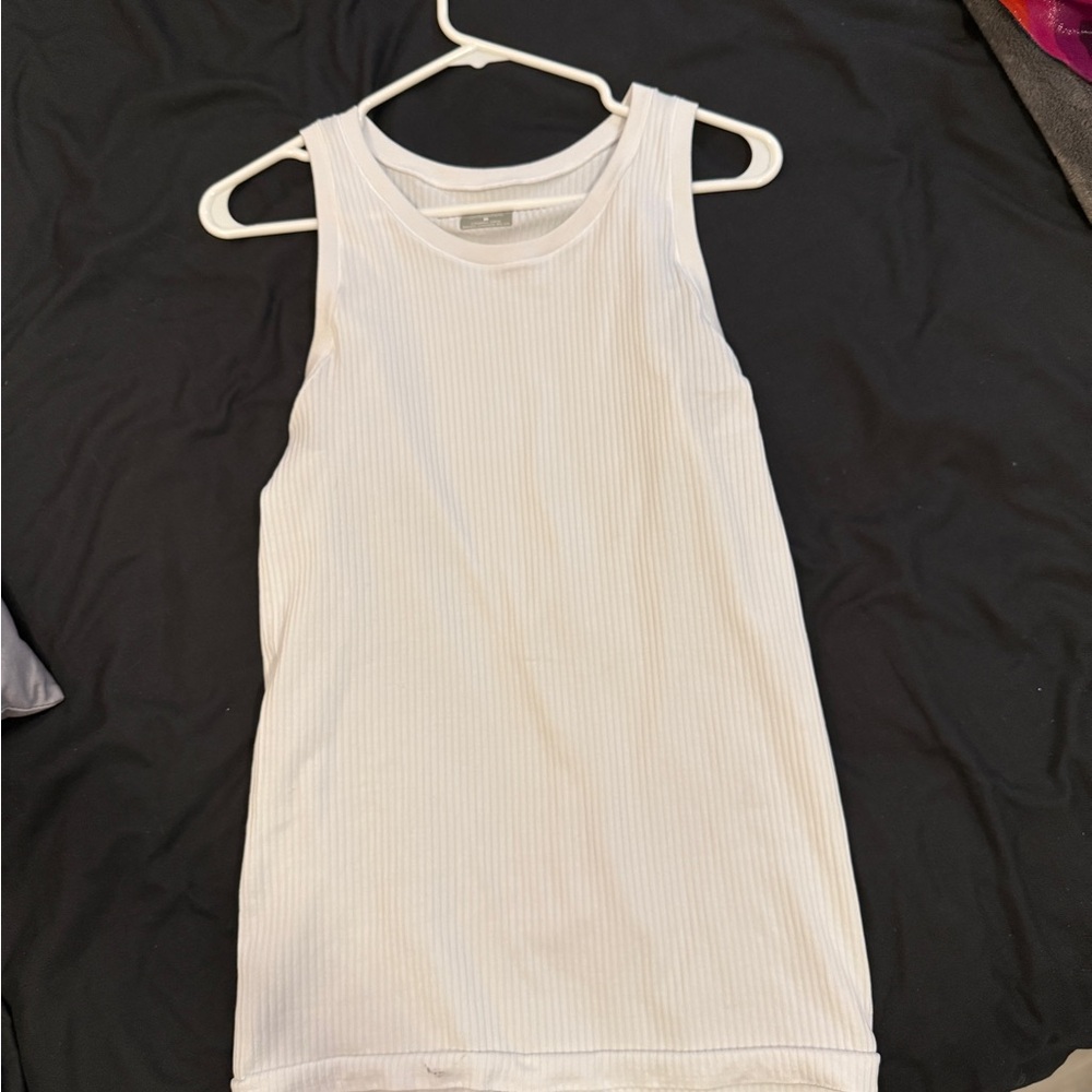 Athleta Ivory Ribbed Tank Top